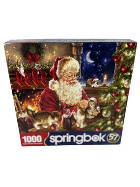 Springbok Christmas Kittens 1000-Piece Jigsaw Puzzle 24x30 Inches Santa Cats